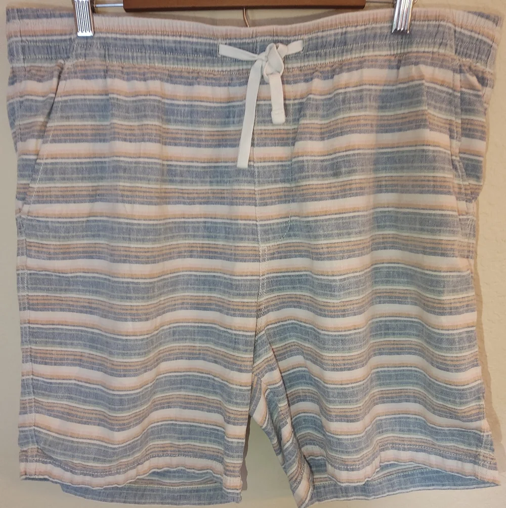 Old Navy Linen Blend Shorts Mens XL Blue Pink White Pastel Coastal Relaxed‎ Fit